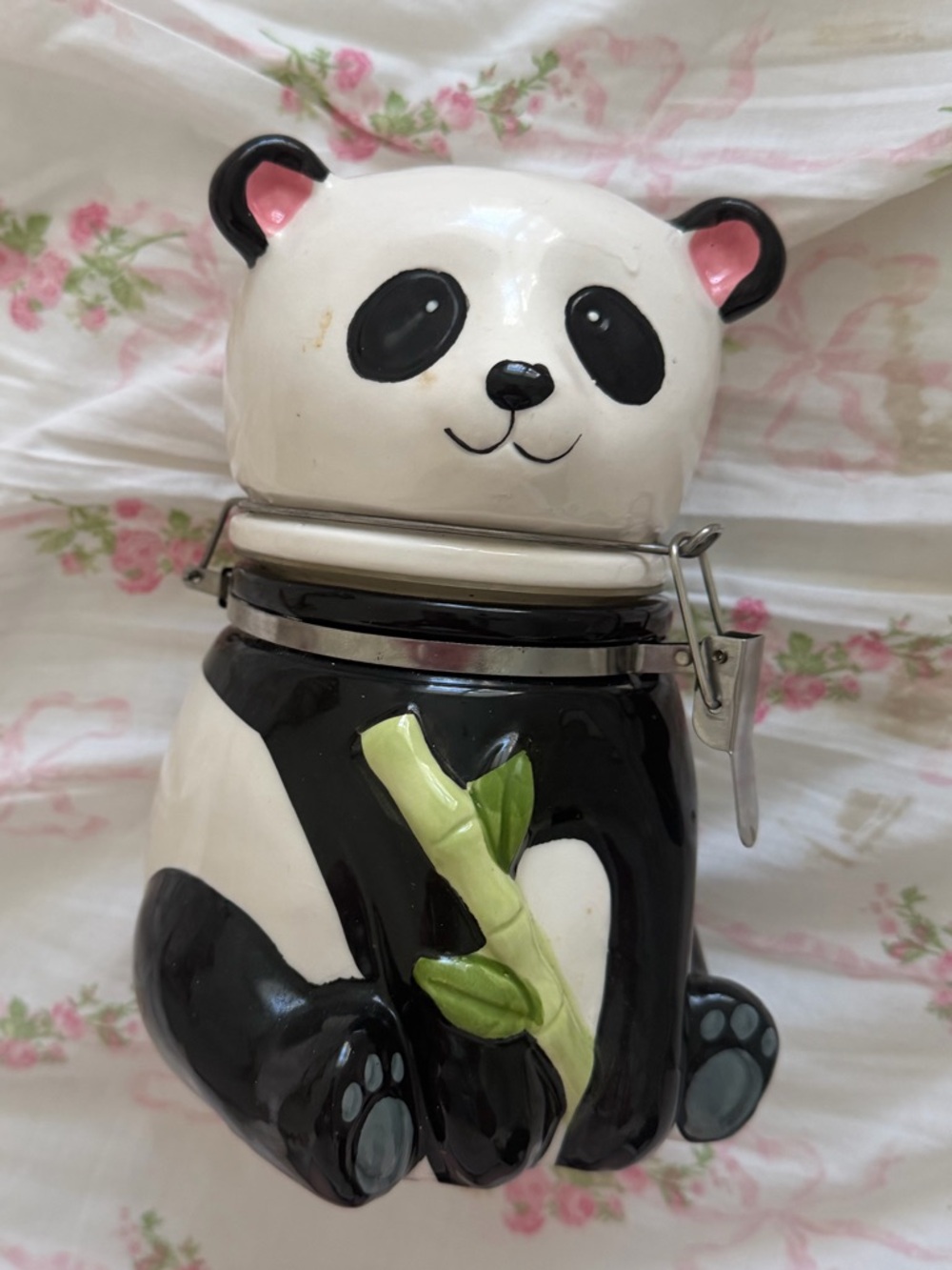Boston Warehouse Black White Panda Ceramic Cookie Jar